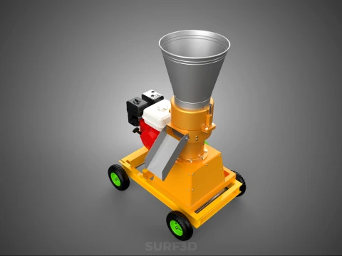 PELLET PRESS DIE MILL MAKING MACHINE PETROL ENGINE MOTOR POWERED 3D Model