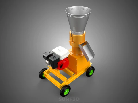 PELLET PRESS DIE MILL MAKING MACHINE PETROL ENGINE MOTOR POWERED 3D Model