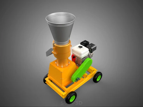 PELLET PRESS DIE MILL MAKING MACHINE PETROL ENGINE MOTOR POWERED 3D Model