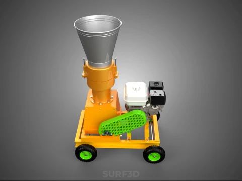 PELLET PRESS DIE MILL MAKING MACHINE PETROL ENGINE MOTOR POWERED 3D Model