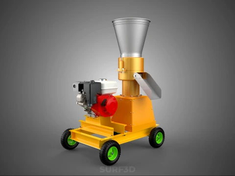 PELLET PRESS DIE MILL MAKING MACHINE PETROL ENGINE MOTOR POWERED 3D Model