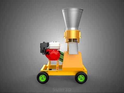 PELLET PRESS DIE MILL MAKING MACHINE PETROL ENGINE MOTOR POWERED 3D Model