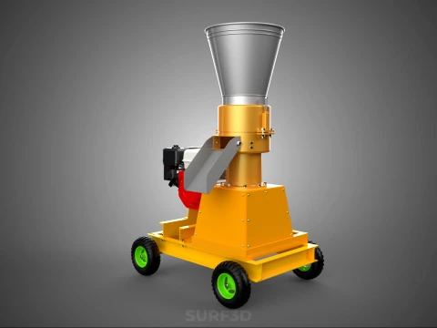 PELLET PRESS DIE MILL MAKING MACHINE PETROL ENGINE MOTOR POWERED 3D Model