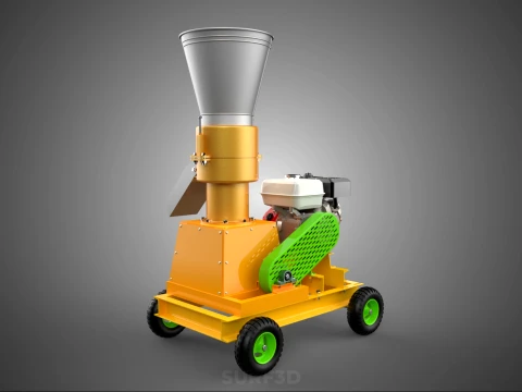 PELLET PRESS DIE MILL MAKING MACHINE PETROL ENGINE MOTOR POWERED 3D Model