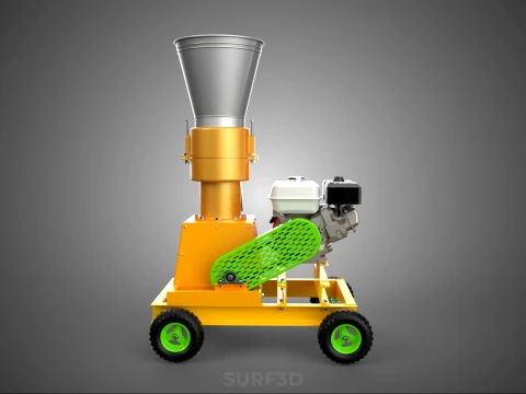 PELLET PRESS DIE MILL MAKING MACHINE PETROL ENGINE MOTOR POWERED 3D Model