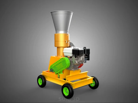 PELLET PRESS DIE MILL MAKING MACHINE PETROL ENGINE MOTOR POWERED 3D Model