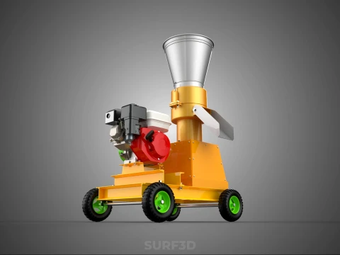PELLET PRESS DIE MILL MAKING MACHINE PETROL ENGINE MOTOR POWERED 3D Model