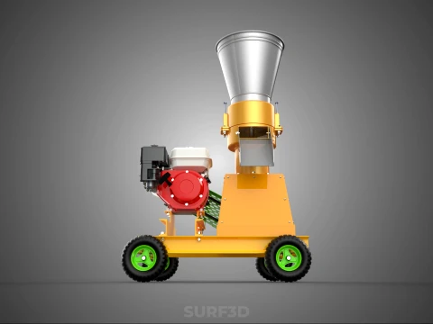 PELLET PRESS DIE MILL MAKING MACHINE PETROL ENGINE MOTOR POWERED 3D Model