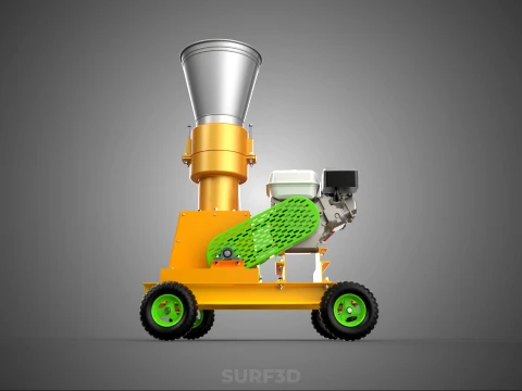 PELLET PRESS DIE MILL MAKING MACHINE PETROL ENGINE MOTOR POWERED 3D Model