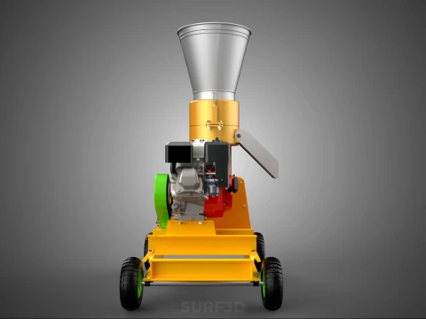 PELLET PRESS DIE MILL MAKING MACHINE PETROL ENGINE MOTOR POWERED 3D Model