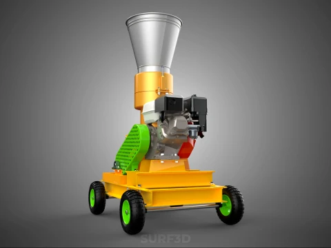 PELLET PRESS DIE MILL MAKING MACHINE PETROL ENGINE MOTOR POWERED 3D Model