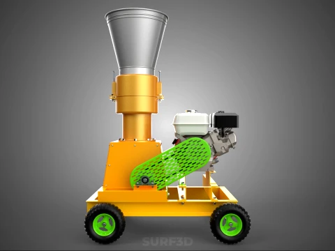 PELLET PRESS DIE MILL MAKING MACHINE PETROL ENGINE MOTOR POWERED 3D Model