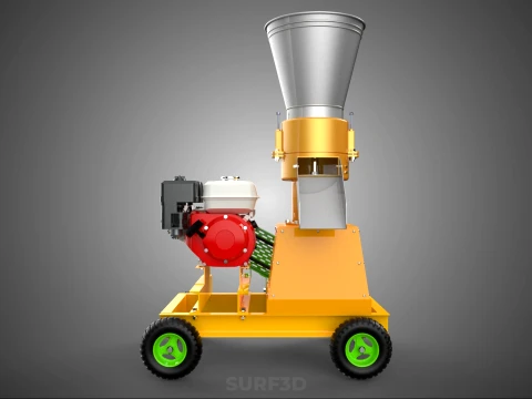 PELLET PRESS DIE MILL MAKING MACHINE PETROL ENGINE MOTOR POWERED 3D Model