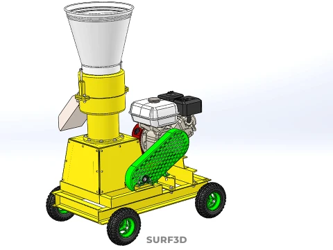 PELLET PRESS DIE MILL MAKING MACHINE PETROL ENGINE MOTOR POWERED 3D Model