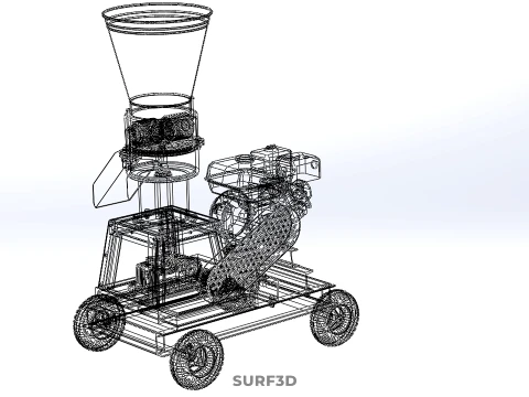 PELLET PRESS DIE MILL MAKING MACHINE PETROL ENGINE MOTOR POWERED 3D Model
