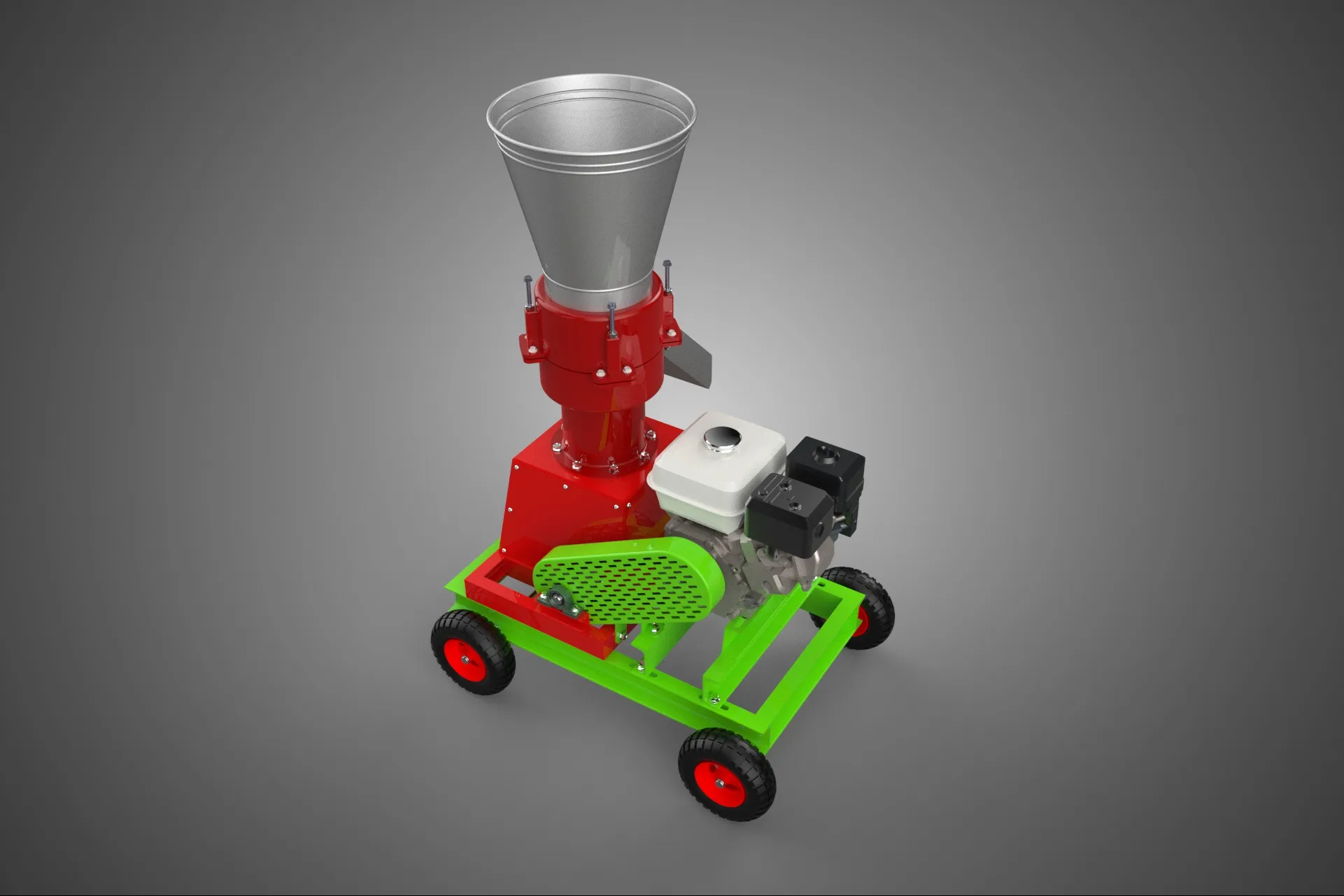 MOBILE PELLET PRESS MILL EXTRUSION MACHINE GASOLINE MOTOR ENGINE 3D Model .c4d .max .obj .3ds .fbx .stl .blend 