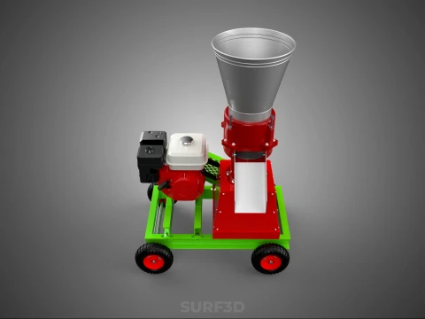 MOBILE PELLET PRESS MILL EXTRUSION MACHINE GASOLINE MOTOR ENGINE 3D Model