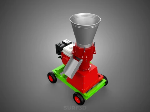 MOBILE PELLET PRESS MILL EXTRUSION MACHINE GASOLINE MOTOR ENGINE 3D Model