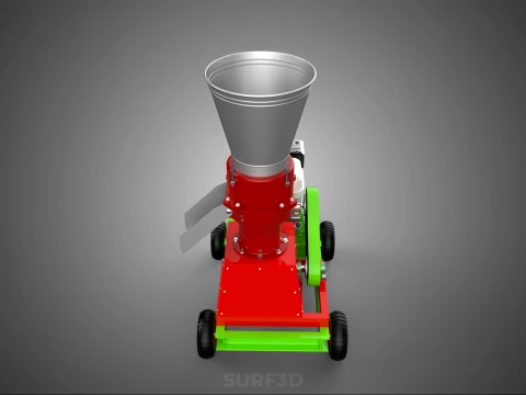 MOBILE PELLET PRESS MILL EXTRUSION MACHINE GASOLINE MOTOR ENGINE 3D Model
