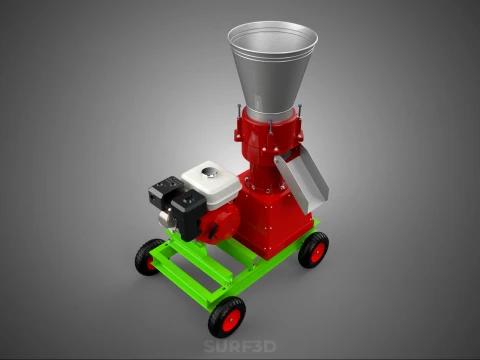 MOBILE PELLET PRESS MILL EXTRUSION MACHINE GASOLINE MOTOR ENGINE 3D Model