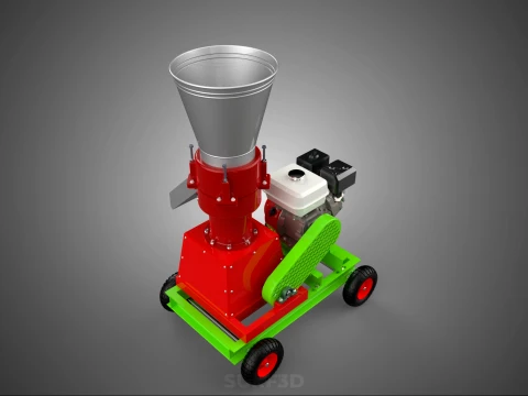 MOBILE PELLET PRESS MILL EXTRUSION MACHINE GASOLINE MOTOR ENGINE 3D Model