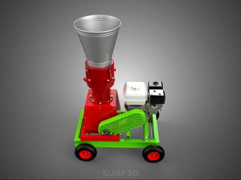 MOBILE PELLET PRESS MILL EXTRUSION MACHINE GASOLINE MOTOR ENGINE 3D Model