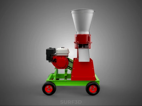 MOBILE PELLET PRESS MILL EXTRUSION MACHINE GASOLINE MOTOR ENGINE 3D Model