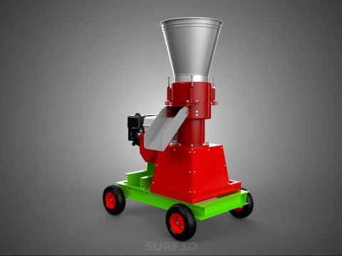 MOBILE PELLET PRESS MILL EXTRUSION MACHINE GASOLINE MOTOR ENGINE 3D Model