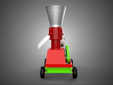 MOBILE PELLET PRESS MILL EXTRUSION MACHINE GASOLINE MOTOR ENGINE 3D Model