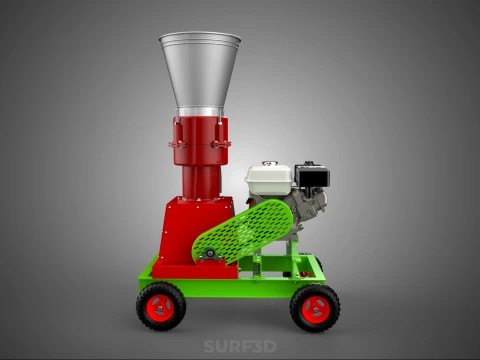 MOBILE PELLET PRESS MILL EXTRUSION MACHINE GASOLINE MOTOR ENGINE 3D Model