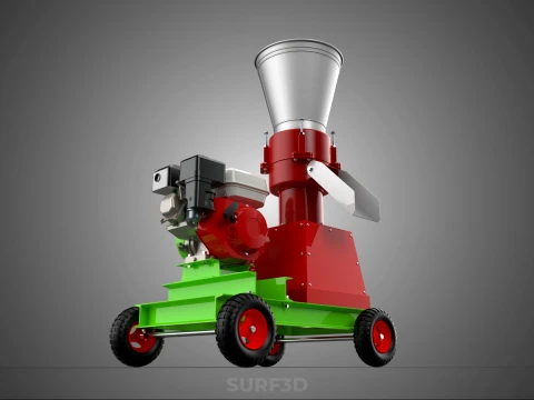 MOBILE PELLET PRESS MILL EXTRUSION MACHINE GASOLINE MOTOR ENGINE 3D Model