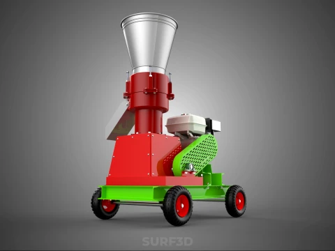 MOBILE PELLET PRESS MILL EXTRUSION MACHINE GASOLINE MOTOR ENGINE 3D Model
