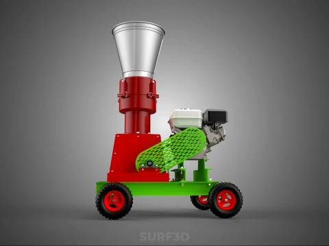 MOBILE PELLET PRESS MILL EXTRUSION MACHINE GASOLINE MOTOR ENGINE 3D Model