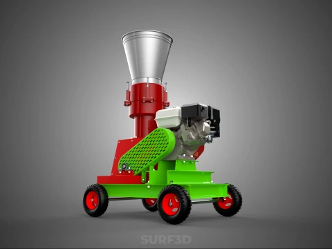 MOBILE PELLET PRESS MILL EXTRUSION MACHINE GASOLINE MOTOR ENGINE 3D Model