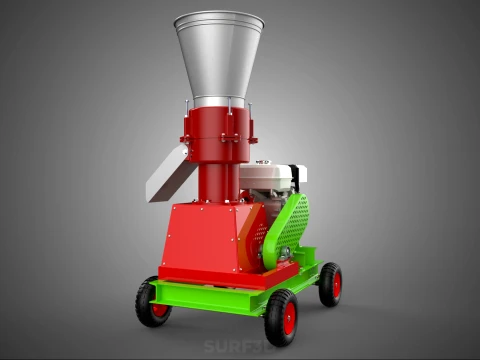 MOBILE PELLET PRESS MILL EXTRUSION MACHINE GASOLINE MOTOR ENGINE 3D Model