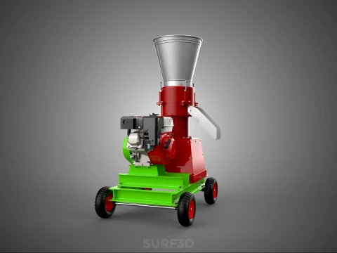 MOBILE PELLET PRESS MILL EXTRUSION MACHINE GASOLINE MOTOR ENGINE 3D Model