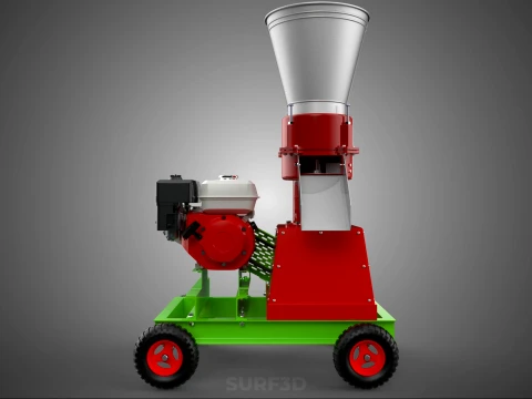 MOBILE PELLET PRESS MILL EXTRUSION MACHINE GASOLINE MOTOR ENGINE 3D Model