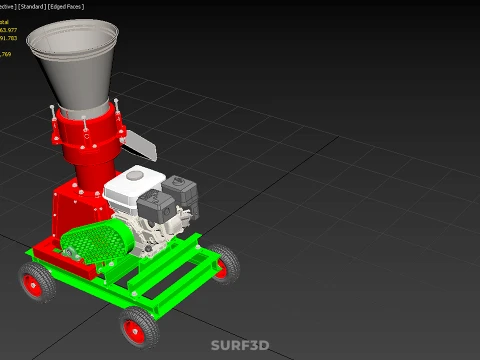 MOBILE PELLET PRESS MILL EXTRUSION MACHINE GASOLINE MOTOR ENGINE 3D Model