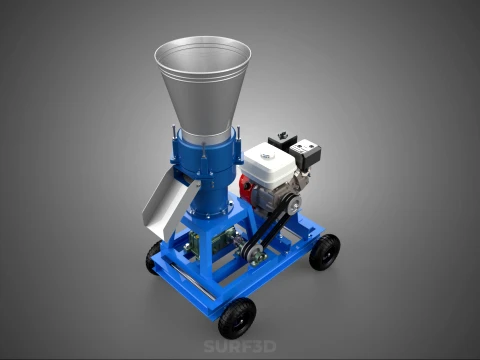 MOBILE PELLET PRESS MILL EXTRUSION MACHINE GRANULATOR PELLETIZER 3D Model