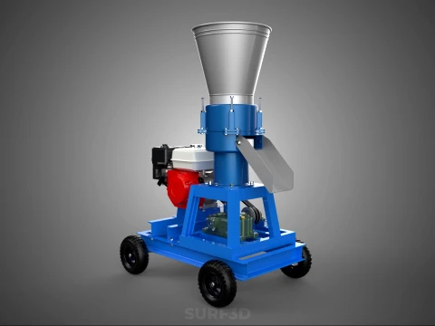 MOBILE PELLET PRESS MILL EXTRUSION MACHINE GRANULATOR PELLETIZER 3D Model