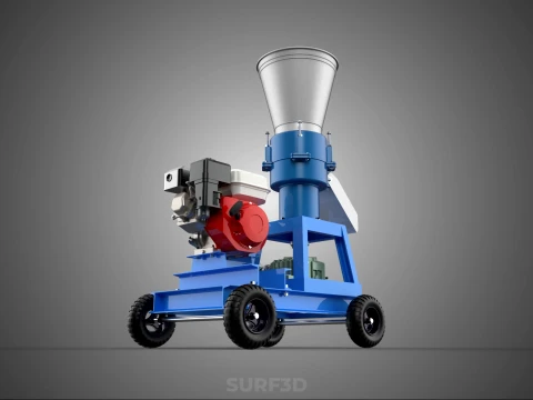 MOBILE PELLET PRESS MILL EXTRUSION MACHINE GRANULATOR PELLETIZER 3D Model