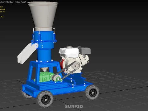 MOBILE PELLET PRESS MILL EXTRUSION MACHINE GRANULATOR PELLETIZER 3D Model