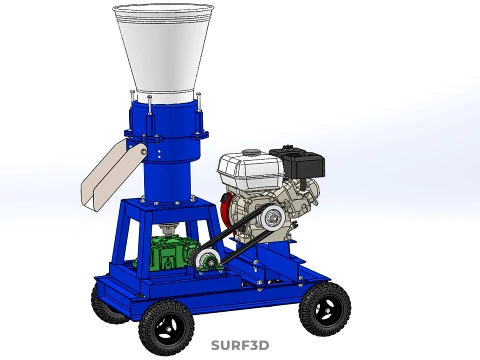 MOBILE PELLET PRESS MILL EXTRUSION MACHINE GRANULATOR PELLETIZER 3D Model
