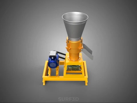 QUAD FOUR 4 COMPRESSION ROLLER FLATDIE PELLET PRESS MILL MACHINE 3D Model