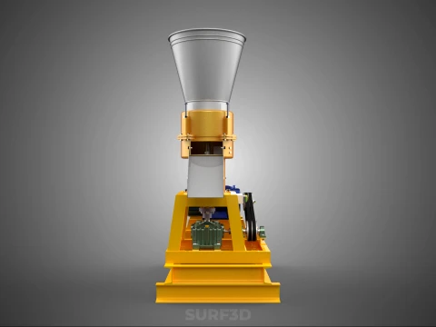 QUAD FOUR 4 COMPRESSION ROLLER FLATDIE PELLET PRESS MILL MACHINE 3D Model