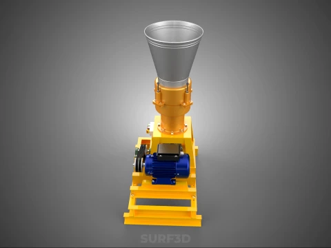 QUAD FOUR 4 COMPRESSION ROLLER FLATDIE PELLET PRESS MILL MACHINE 3D Model