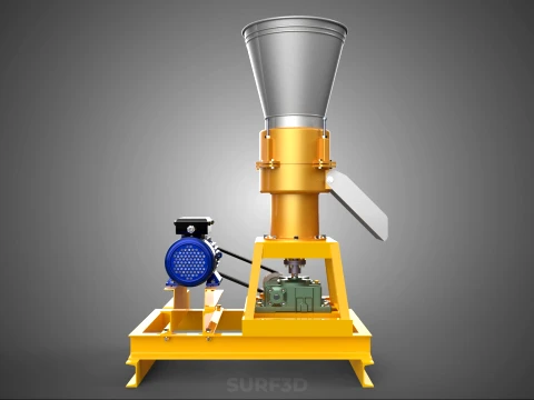 QUAD FOUR 4 COMPRESSION ROLLER FLATDIE PELLET PRESS MILL MACHINE 3D Model
