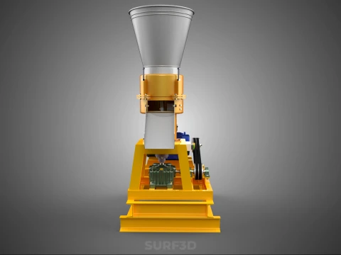 QUAD FOUR 4 COMPRESSION ROLLER FLATDIE PELLET PRESS MILL MACHINE 3D Model