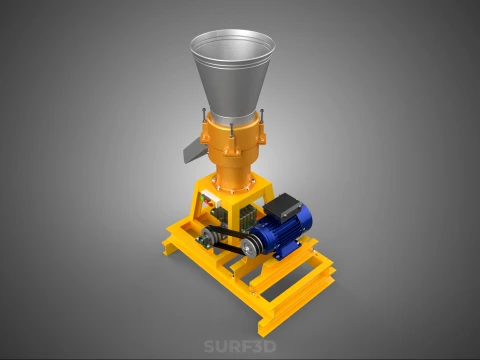 QUAD FOUR 4 COMPRESSION ROLLER FLATDIE PELLET PRESS MILL MACHINE 3D Model