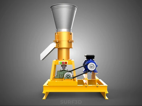QUAD FOUR 4 COMPRESSION ROLLER FLATDIE PELLET PRESS MILL MACHINE 3D Model